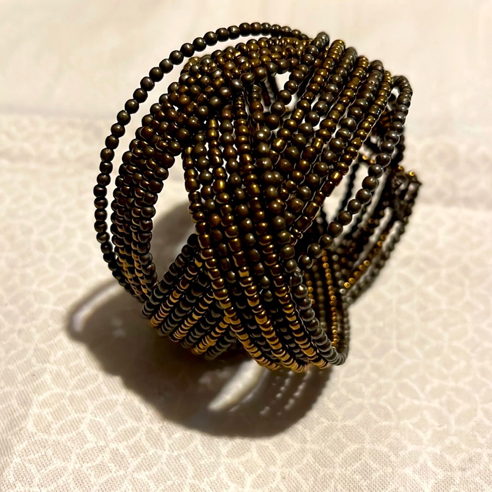 Beautiful brown and gold tone  cuff bracelet